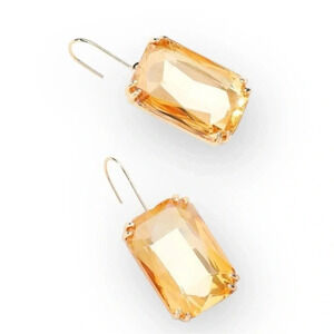 Anthropologie champagne stone and gold vintage inspired drop earrings